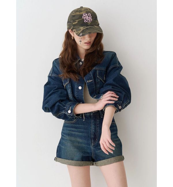 EVRIS「ヴィンテージライクカラーショートデニムパンツ【セットアップ着用可能】」|デニム|