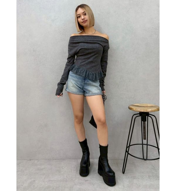 EVRIS「ヴィンテージライクカラーショートデニムパンツ【セットアップ着用可能】」|デニム|