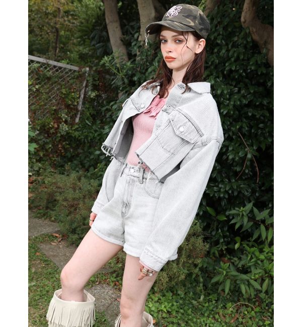 EVRIS「ヴィンテージライクカラーショートデニムパンツ【セットアップ着用可能】」|デニム|