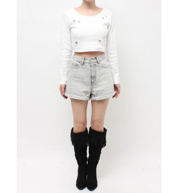 EVRIS「ヴィンテージライクカラーショートデニムパンツ【セットアップ着用可能】」|デニム|