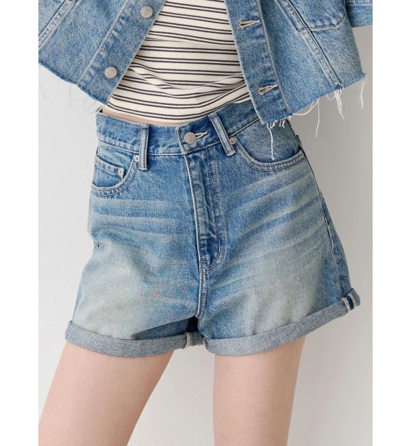 EVRIS「ヴィンテージライクカラーショートデニムパンツ【セットアップ着用可能】」|デニム|ブルー