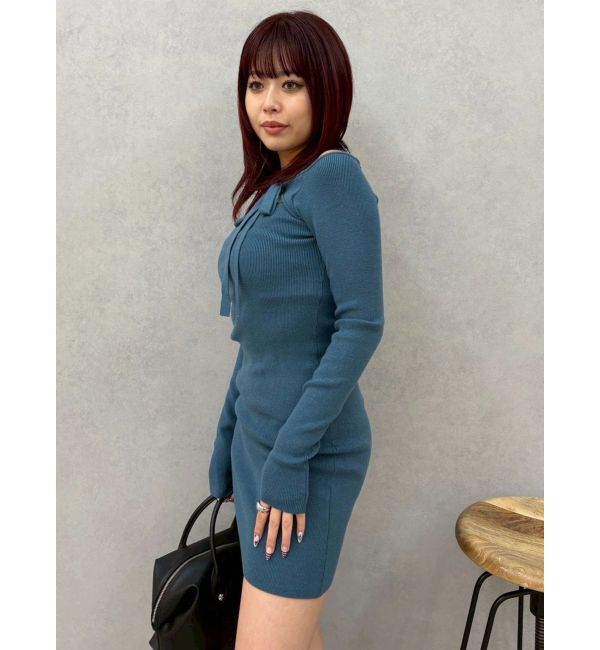 EVRIS「カットアウトニットミニワンピース」|ワンピース|