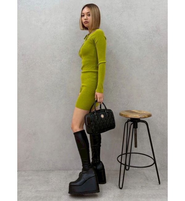 EVRIS「カットアウトニットミニワンピース」|ワンピース|