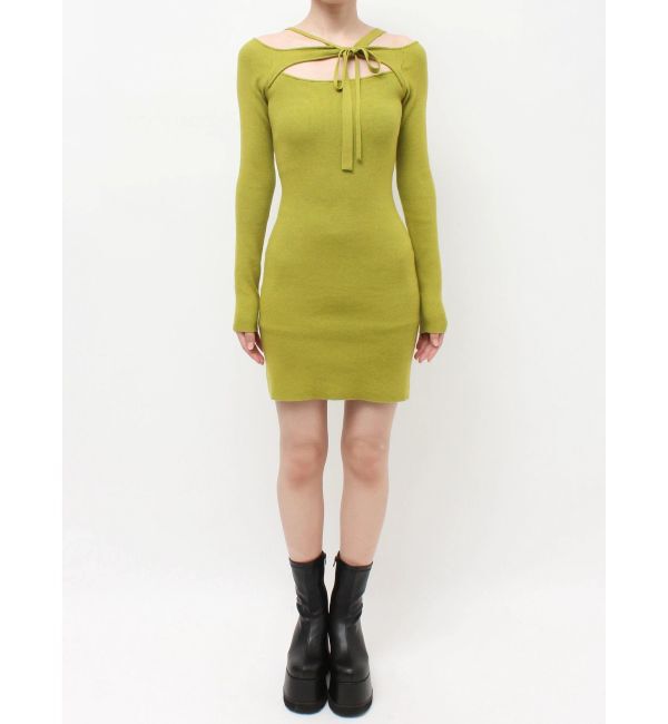 EVRIS「カットアウトニットミニワンピース」|ワンピース|