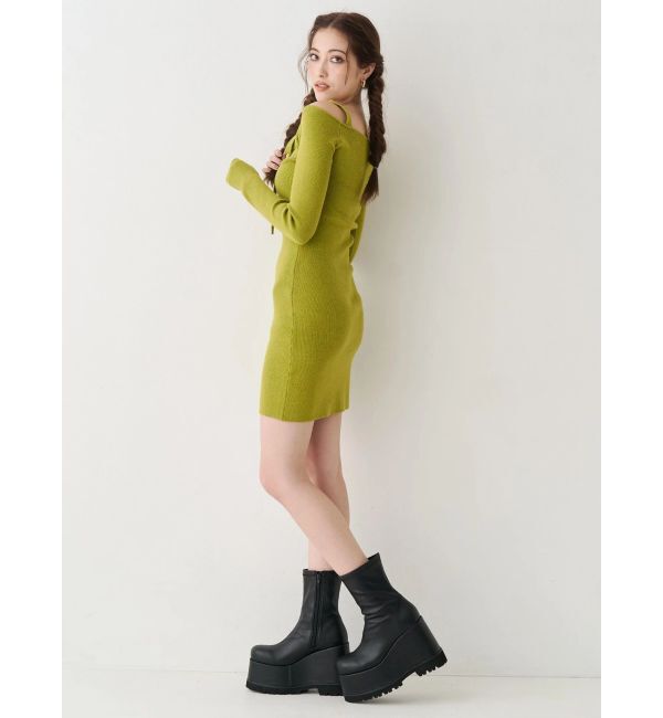 EVRIS「カットアウトニットミニワンピース」|ワンピース|