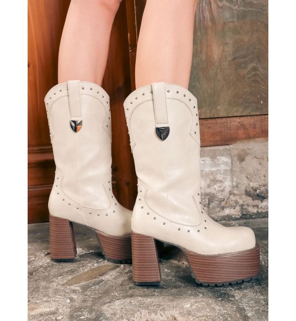 EVRIS「ウエスタンプラットフォームブーツ」|ロングブーツ|