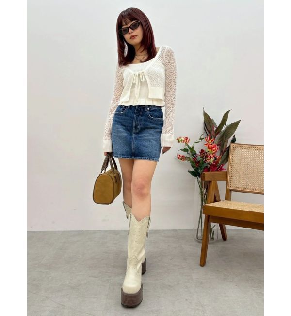 EVRIS「ウエスタンプラットフォームブーツ」|ロングブーツ|