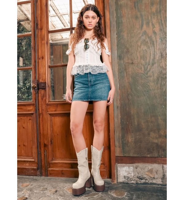 EVRIS「ウエスタンプラットフォームブーツ」|ロングブーツ|