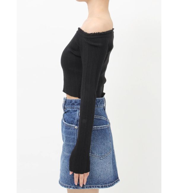 EVRIS「レーストリミングオフショルニットトップス」|ニット・セーター|