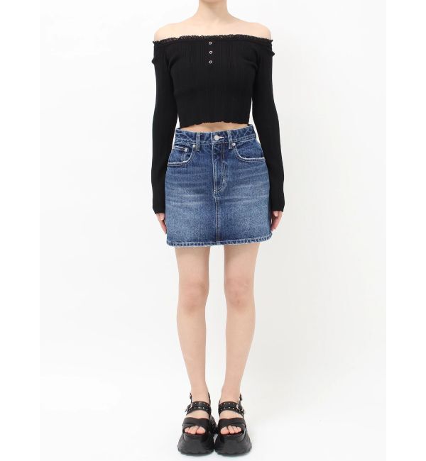 EVRIS「レーストリミングオフショルニットトップス」|ニット・セーター|