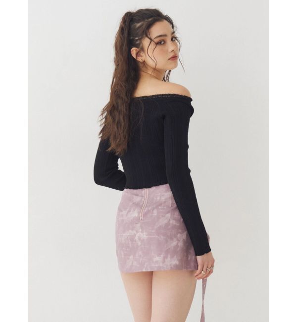 EVRIS「レーストリミングオフショルニットトップス」|ニット・セーター|