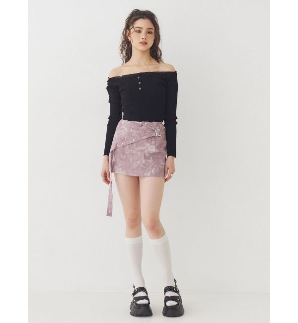 EVRIS「レーストリミングオフショルニットトップス」|ニット・セーター|