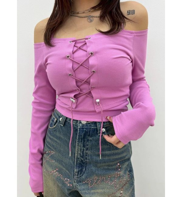 EVRIS「2WAYリブアンサンブルオフショルトップス」|Tシャツ・カットソー|