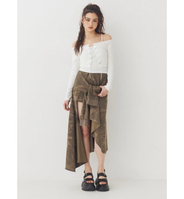 EVRIS「2WAYリブアンサンブルオフショルトップス」|Tシャツ・カットソー|