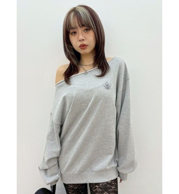 EVRIS「ワンショルダースウェットトップス」|スウェット・ジャージ|グレー