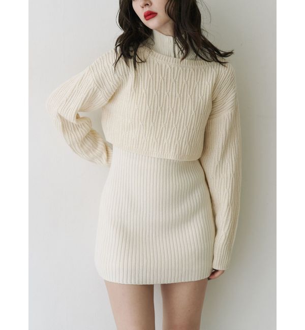 jouetie「レイヤードニットミニワンピース」|ワンピース|