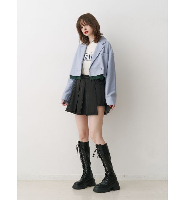 jouetie「ラッププリーツデニムスカパン【セットアップ対応】」|デニム|