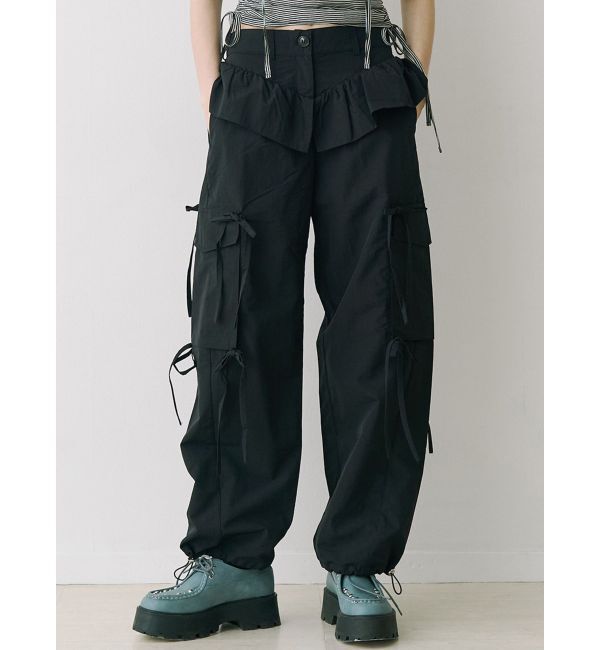 jouetie「ペプラムナイロンルーズパンツ」|その他|ブラック