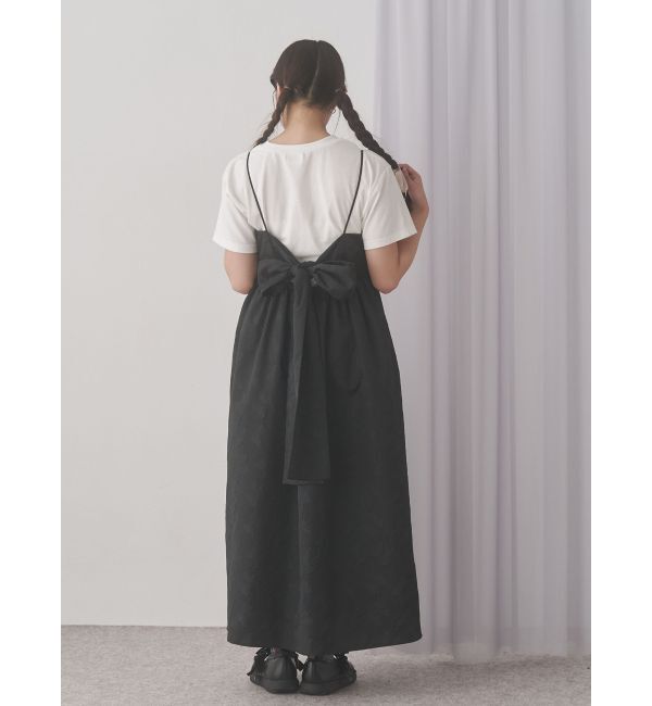 merry jenny「バックリボンジャガードキャミワンピース」|ワンピース|ブラック