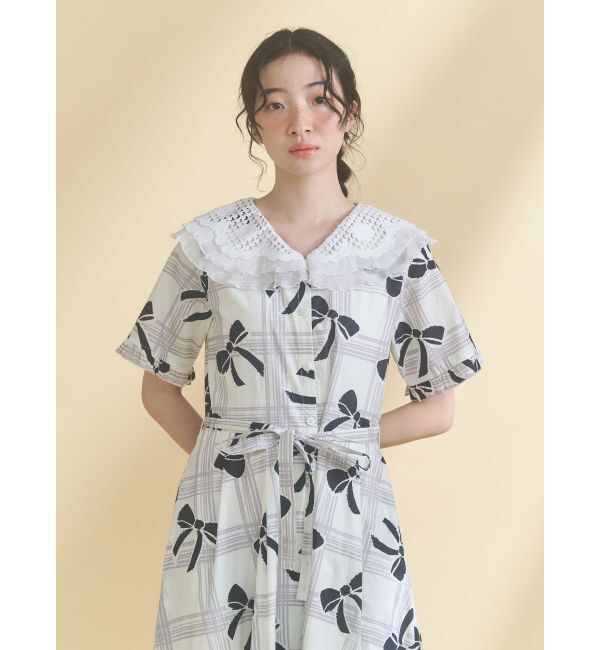 merry jenny「ribbonレースカラーシャツワンピース」|ワンピース|