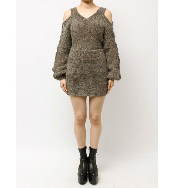 GYDA「シャギーニットタイトミニスカートライクショートパンツ」|スカート|