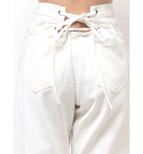 GYDA「ハイウエストBACK LACE UPストレートデニムパンツ」|デニム|