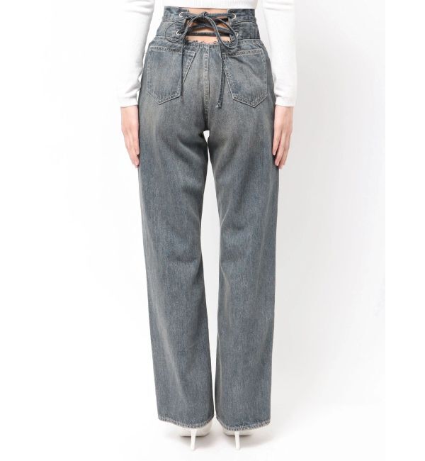 GYDA「ハイウエストBACK LACE UPストレートデニムパンツ」|デニム|