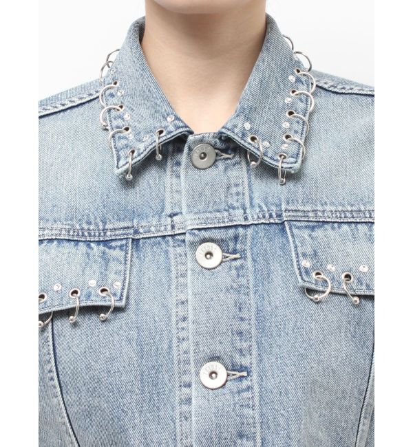 GYDA「ring bijou studsデザインデニムショートGジャン」|デニムジャケット|