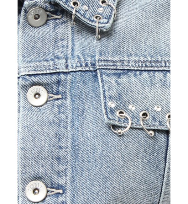 GYDA「ring bijou studsデザインデニムショートGジャン」|デニムジャケット|