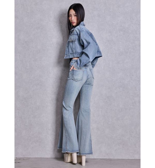 GYDA「ring bijou studsデザインデニムショートGジャン」|デニムジャケット|