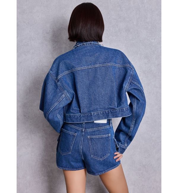 GYDA「ring bijou studsデザインデニムショートGジャン」|デニムジャケット|