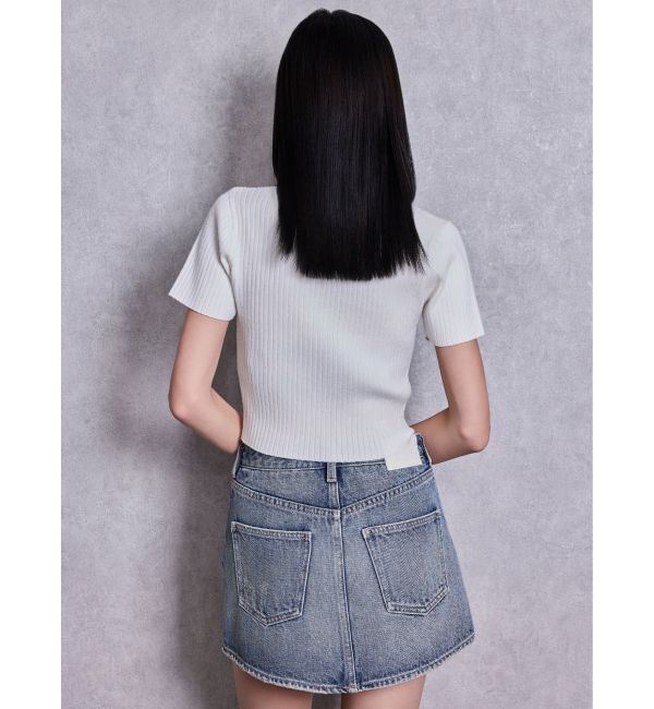 GYDA「Symmetry GYDAハーフスリーブPOLOニットトップス」|ニット・セーター|