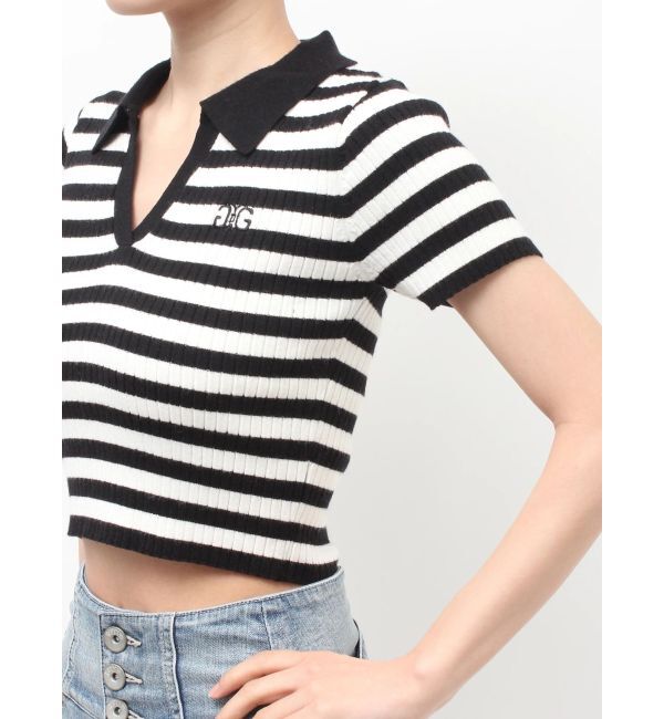 GYDA「Symmetry GYDAハーフスリーブPOLOニットトップス」|ニット・セーター|