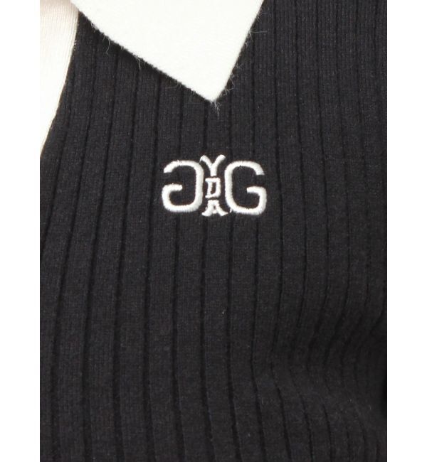 GYDA「Symmetry GYDAハーフスリーブPOLOニットトップス」|ニット・セーター|