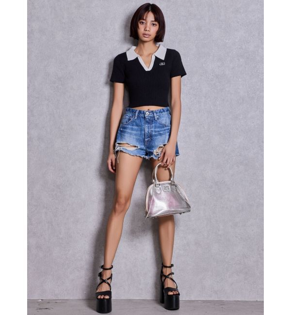 GYDA「Symmetry GYDAハーフスリーブPOLOニットトップス」|ニット・セーター|