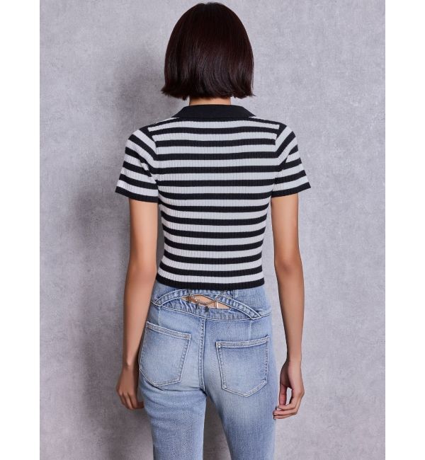 GYDA「Symmetry GYDAハーフスリーブPOLOニットトップス」|ニット・セーター|