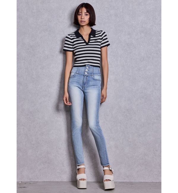 GYDA「Symmetry GYDAハーフスリーブPOLOニットトップス」|ニット・セーター|