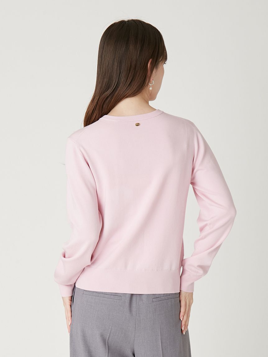 FRAY I.D「シルクブレンドクルーネック金釦ニットカーディガン／ウォッシャブル」|カーディガン|