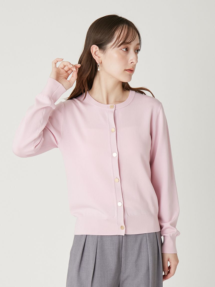 FRAY I.D「シルクブレンドクルーネック金釦ニットカーディガン／ウォッシャブル」|カーディガン|