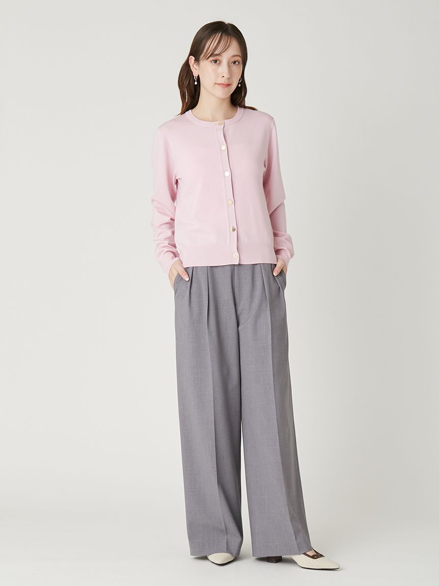 FRAY I.D「シルクブレンドクルーネック金釦ニットカーディガン／ウォッシャブル」|カーディガン|