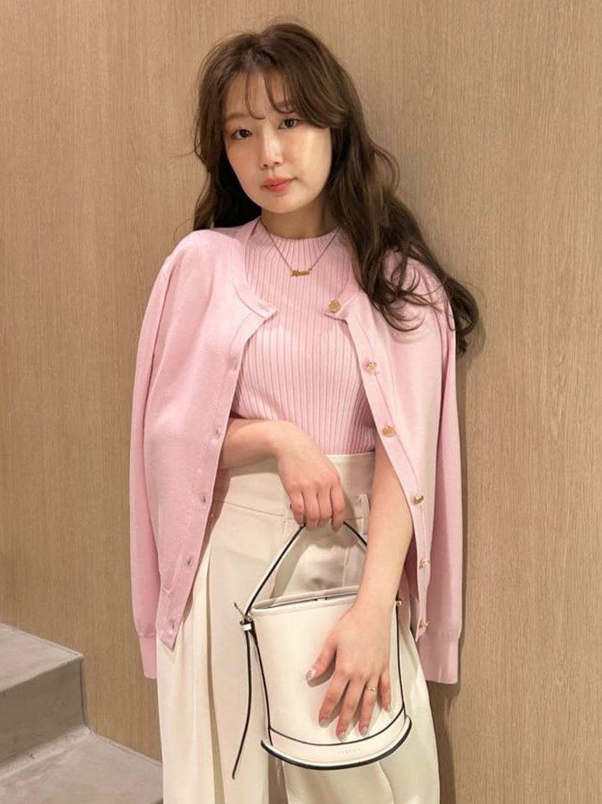 FRAY I.D「シルクブレンドクルーネック金釦ニットカーディガン／ウォッシャブル」|カーディガン|PNK