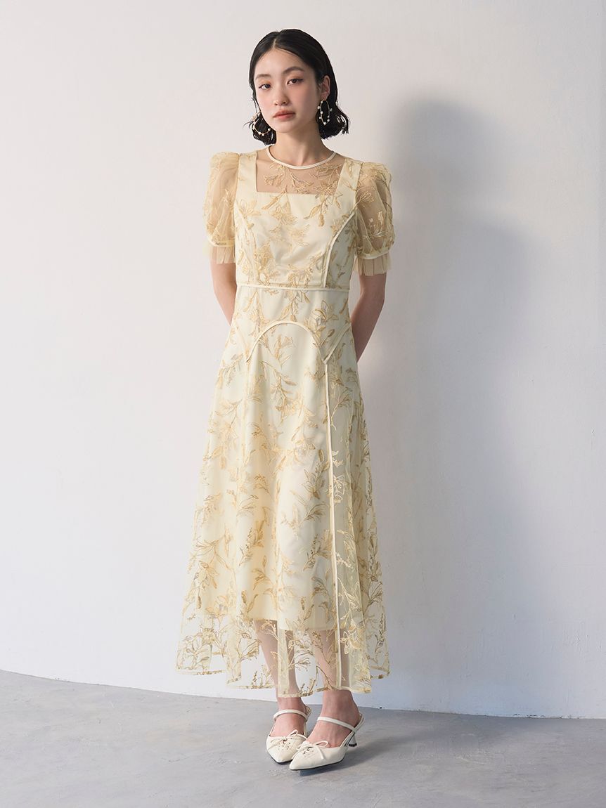 LILY BROWN「パネルラインエンブロイダリ―ドレス」|ドレス|YEL