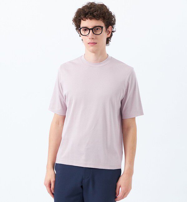 MACKINTOSH PHILOSOPHY「18Gコットン天竺 クルーネックニットTシャツ」|ニット・セーター|ピンク
