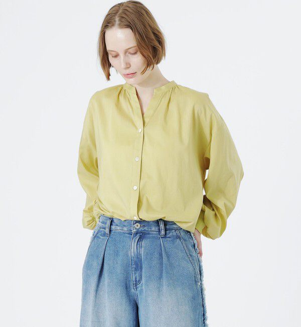  「リネンミックスギャザーブラウス」|シャツ・ブラウス|イエロー