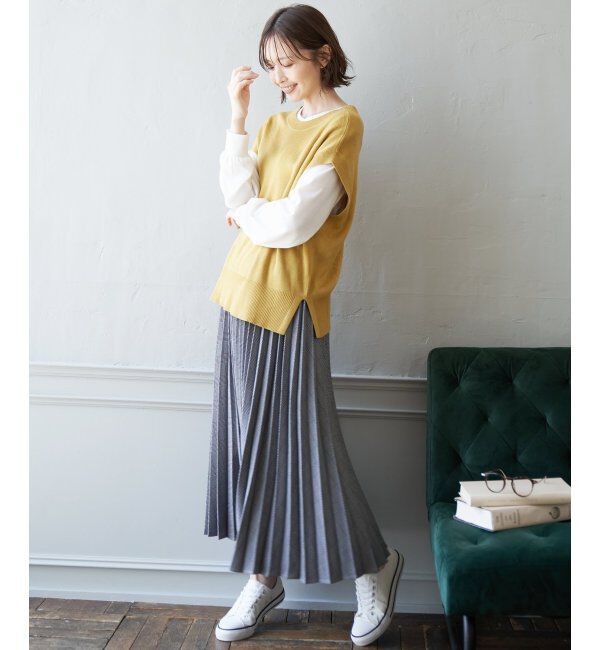 ikka「ウーリッシュフラノプリーツスカート」|スカート|