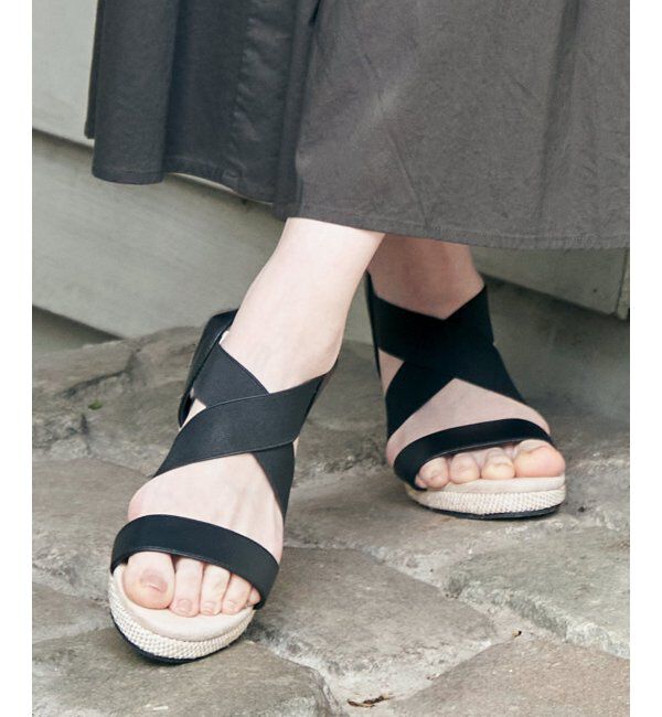 ikka「ウェッジラバーベルトサンダル」|その他|ブラック