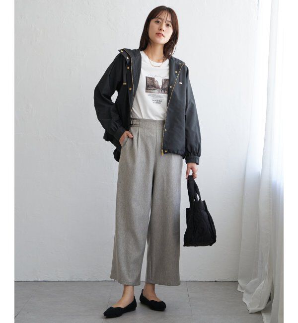 ikka「ツイルサイドベルトワイドパンツ」|その他|