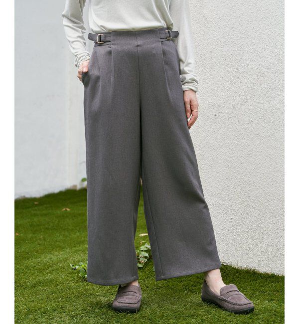 ikka「ツイルサイドベルトワイドパンツ」|その他|