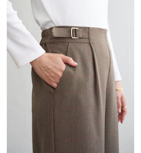 ikka「ツイルサイドベルトワイドパンツ」|その他|