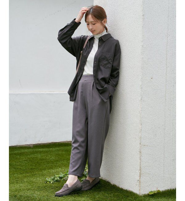 ikka「ツイルサイドベルトワイドパンツ」|その他|